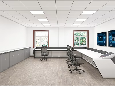 Office monitoring console Modern monitoring room 3d model