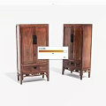 Traditional Chinese Wooden Decorative Cabinets With Double Doors And Carved Details