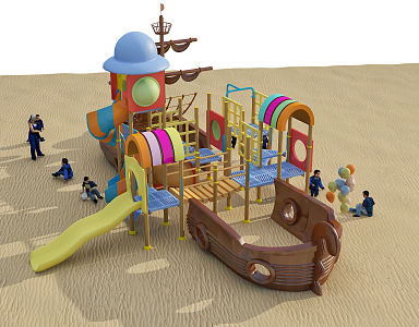 Modern slide pirate toy boat slide 3d model