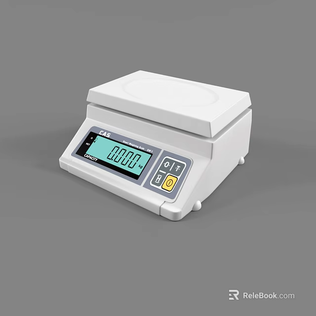 White Electronic Kitchen Scale with LCD Display and Precision Measurement 3d model 
