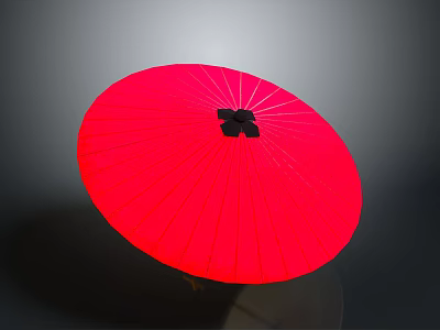Red Umbrella With Vibrant Red Canopy And Black Center Decoration Displayed 3d model