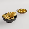 Stylish Ceramic Bowls Holding Fresh Bananas And Lemons On Light Background