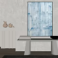 Modern Interior With Large Abstract Painting Console Table And Decorative Items 3d model