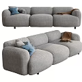 Modern Multiplayer Sofa Long Sofa Pillow Carpet 3d model