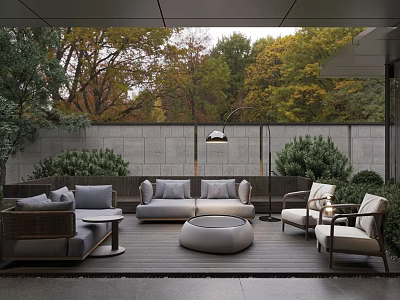 Modern Cushioned Outdoor Chairs With Matching Patio Furniture For Peaceful Backyard Leisure Space 3d model