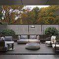 Modern Cushioned Outdoor Chairs With Matching Patio Furniture For Peaceful Backyard Leisure Space