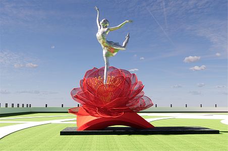 Modern city sculpture city flower fairy theme sculpture sketch 3d model