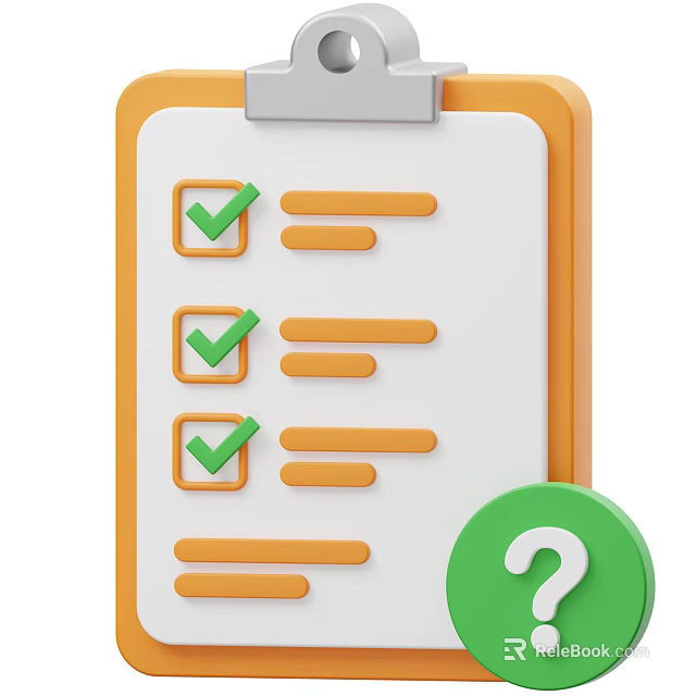 Organized Notebook With Checklist Items Checkmarks And Green Question Mark 3d model