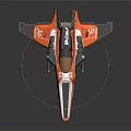 Futuristic Spacecraft Model With Orange Black Silver Streamlined Design And Detailed Features For Space Exploration