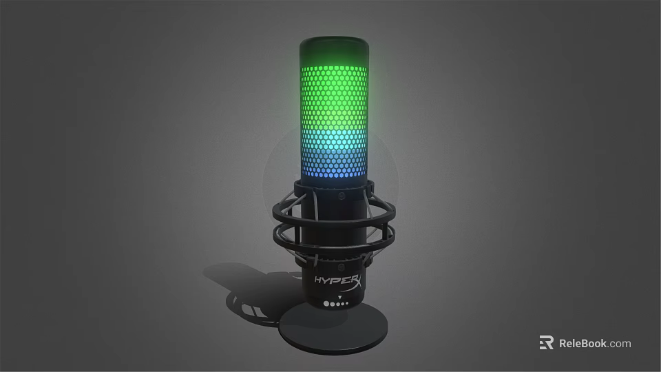 HyperX Black Speaker With Green Blue Gradient RGB Lighting And Stable Stand Base 3d model 