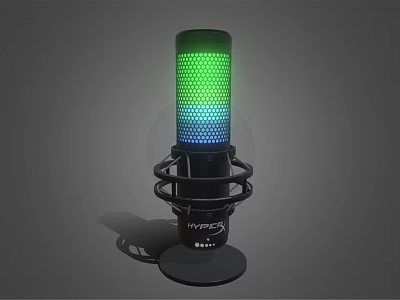 HyperX Black Speaker With Green Blue Gradient RGB Lighting And Stable Stand Base 3d model