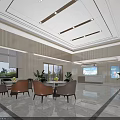 Modern Medical Examination Center Lobby With Front Desk Seating And Green Plant Decor