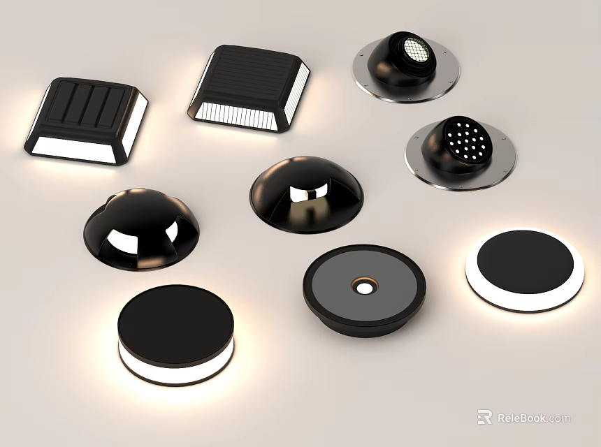 Modern Outdoor LED Lights With Various Shapes Black Finish And Decorative Patterns 3d model 