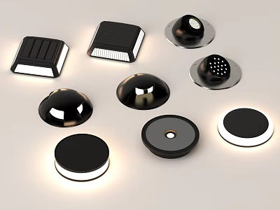 Modern Outdoor LED Lights With Various Shapes Black Finish And Decorative Patterns 3d model