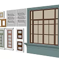 Diverse Window And Door Designs Featuring Various Frame Colors And Grid Patterns 3d model