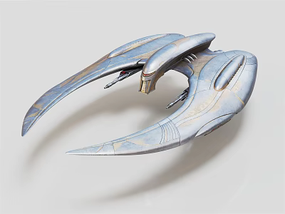 Futuristic Silver Winged Spaceship Featuring Aerodynamic Sleek Design And Metallic Structure 3d model