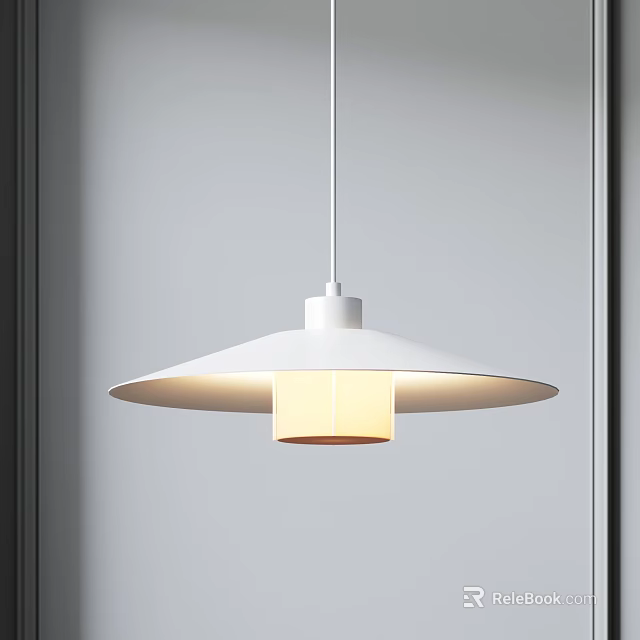 Modern White Pendant Light With Minimalist Double Layer Shade And Soft Glow 3d model