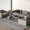 Modern business sofa coffee table combination double sofa multi-person sofa 3d model