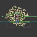 Modern Office Building Exterior Design With Striped Facade Central Entrance Green Lawn And Parking Area