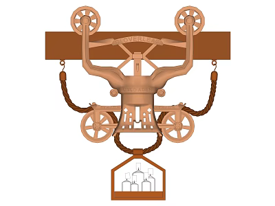 Vintage Brass Chandelier With Mechanical Wheels Rope Details And Hanging Structure 3d model