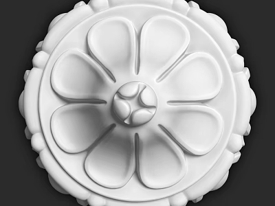 White Circular Floral Decorative Component With Intricate Carved Relief Pattern 3d model