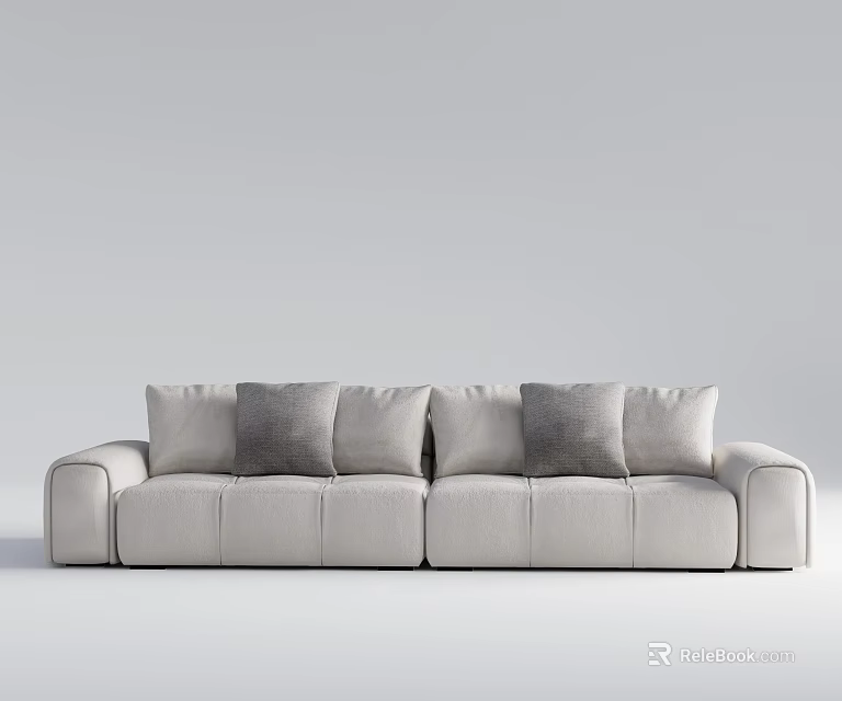 Gray Modern Sectional Sofa with Plush Cushions and Sleek Design for Contemporary Living Room 3d model 