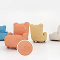 Cute Bear Shaped Single Sofa in Multiple Colors with Fabric Textured Design 3d model