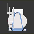 Industrial Processing Equipment With Blue White Design And Red Striped Conveyor