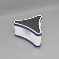 Modern Functional Desk with Various Geometric Shapes White Blue Colors and LED Illuminated Edges