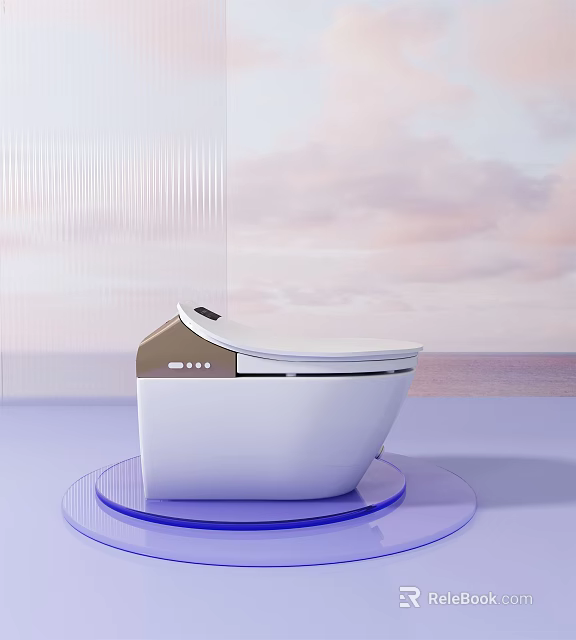Modern Smart Toilet With Digital Display Sleek White Design And Comfortable Seat On Blue Platform 3d model 