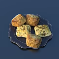 Freshly Baked Scones On Black Plate With Nuts And Dried Fruits On Dark Background