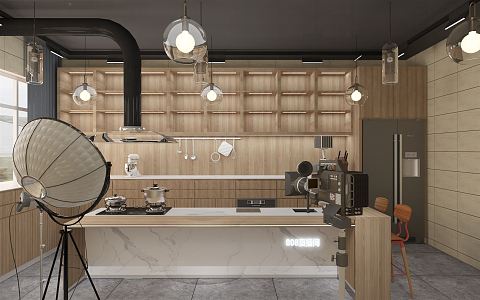 Modern studio kitchen studio 3d model