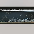 Aquarium Fish Tank with Mountain Landscape and Moving Sand Art Design