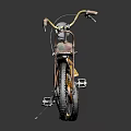 Orange Bicycle with Yellow Handlebars Camouflage Seat Black Tires and Brand Logo on Dark Background
