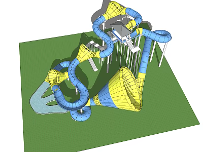 Blue and Yellow Combination Tubular Slide Playground Equipment for Kids 3d model