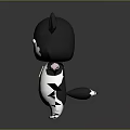 Cute Cartoon Husky Character With Black And White Fur Green Eyes And Tag Around Neck
