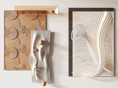 Modern Artistic Wall Decor With Diverse Textures And Shapes 3d model