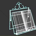 Decorative Metal Storage Shelf with Open Recipe Notebook and Ornate Top Scroll Design