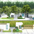 Modern Entrance Gate Design With Green Trees Driveway And Landscaped Area