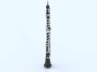 Vertical Black Clarinet Musical Instrument and Art Supplies on Light Background 3d model