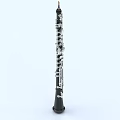 Vertical Black Clarinet Musical Instrument and Art Supplies on Light Background