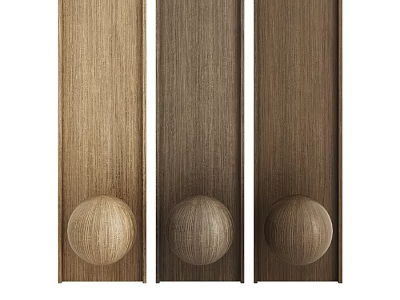 Wooden Components With Vertical Panels Round Sphere Decorations And Natural Texture 3d model