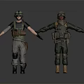 Two Military Character Models Wearing Tactical Gear And Different Uniforms