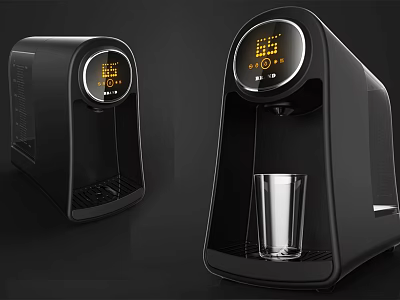 Modern Black Water Dispenser With Digital Display And Transparent Glass For Home Use 3d model