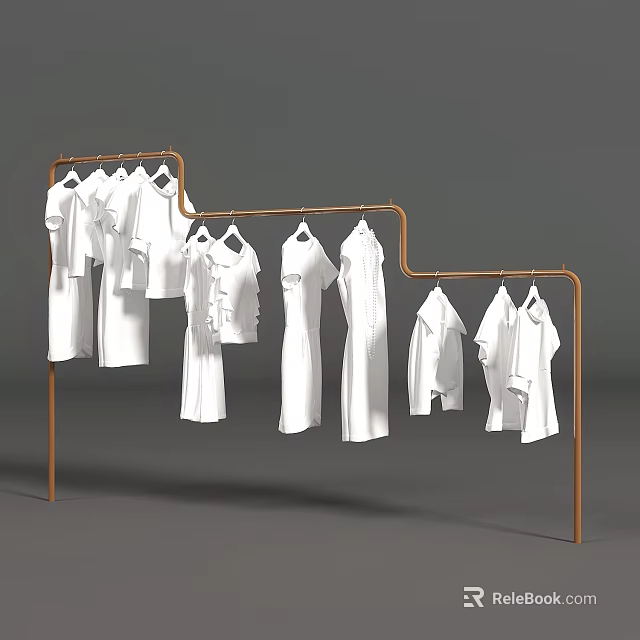 Creative Art Installation With Copper Metal Frame And White Garments In Irregular Curved Design 3d model 