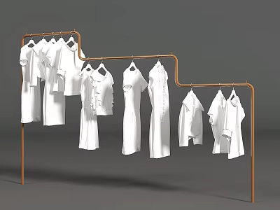 Creative Art Installation With Copper Metal Frame And White Garments In Irregular Curved Design 3d model