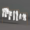 Creative Art Installation With Copper Metal Frame And White Garments In Irregular Curved Design