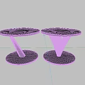 Two Modern Black Side Tables With Round Top And Unique Geometric Base 3d model