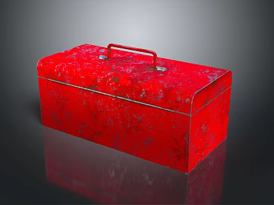Red Metal Toolbox With Textured Surface And Sturdy Handle For Hardware Storage 3d model