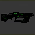 Futuristic Sci Fi Weapon With Green Glowing Accents And Sleek Black Design